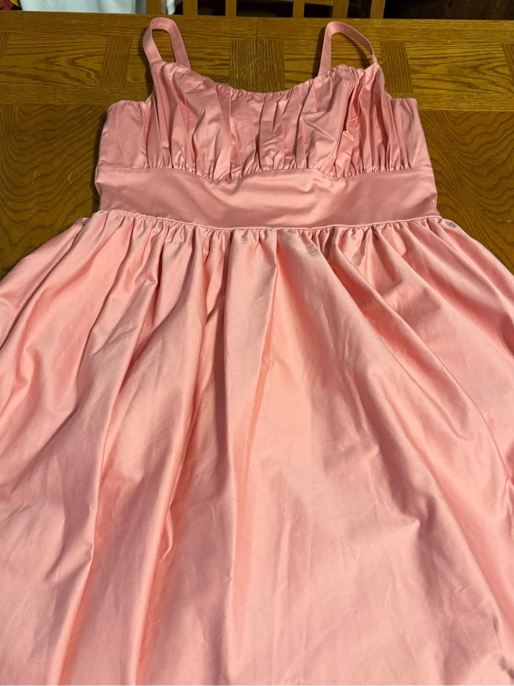 Vixen By Micheline Pitt Ingenue Swing Dress in Blush Pink Sateen XL NWT FLAWED - Picture 4 of 16